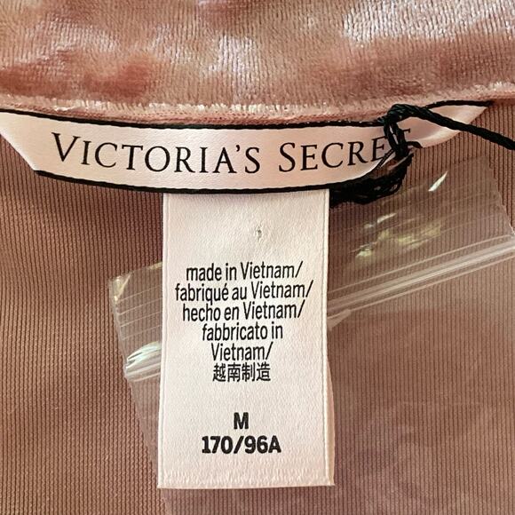 Victoria's Secret Pink Crushed Velvet Pajama Top MED Button Front Long Sleeves - Picture 5 of 7